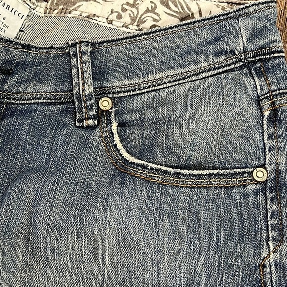 Z Cavaricci Blue Jean Bermuda Long Denim Distressed Jean Shorts Sz 6 Casual Y2K - Picture 10 of 16
